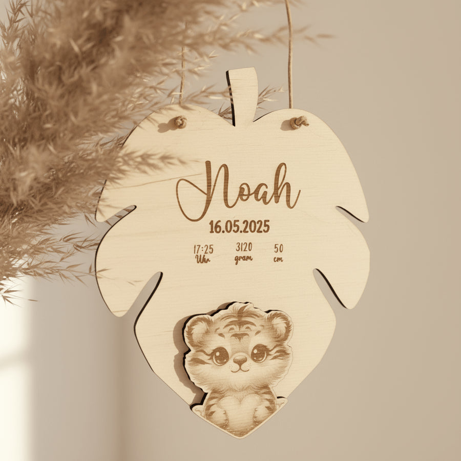 Personalisiertes Geschenk zur Geburt mit Namen & 3D Tiermotiv - LaserArt Germany