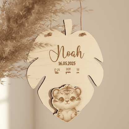Personalisiertes Geschenk zur Geburt mit Namen & 3D Tiermotiv - LaserArt Germany