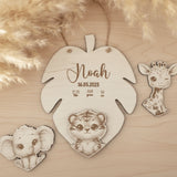 Personalisiertes Geschenk zur Geburt mit Namen & 3D Tiermotiv - LaserArt Germany