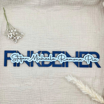 Personalisiertes Namensschild Tür aus Holz für Familien | 3D - LaserArt Germany