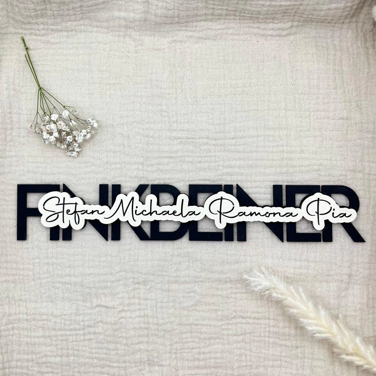 Personalisiertes Namensschild Tür aus Holz für Familien | 3D - LaserArt Germany