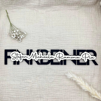 Personalisiertes Namensschild Tür aus Holz für Familien | 3D - LaserArt Germany