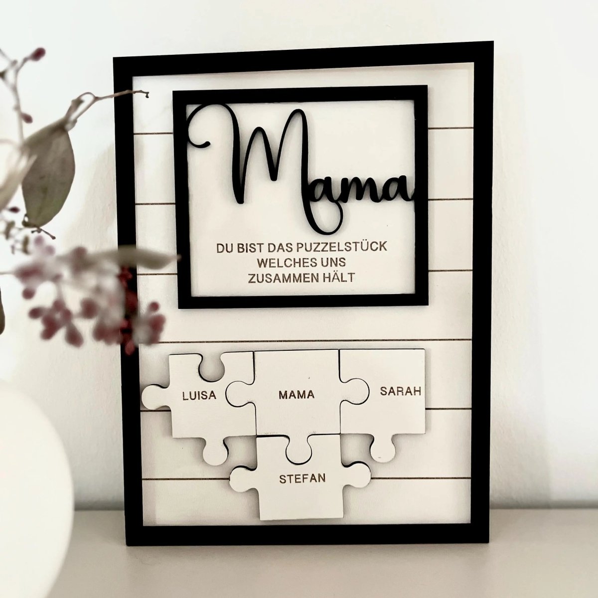 Mama Puzzle Muttertag aus Holz personalisiert – Gesamtansicht des zusammengesetzten Puzzles