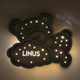 Personalisiertes Schlummerlicht aus Bär personalisiert | Mond - Design verschiedene Farben - LaserArt Germany