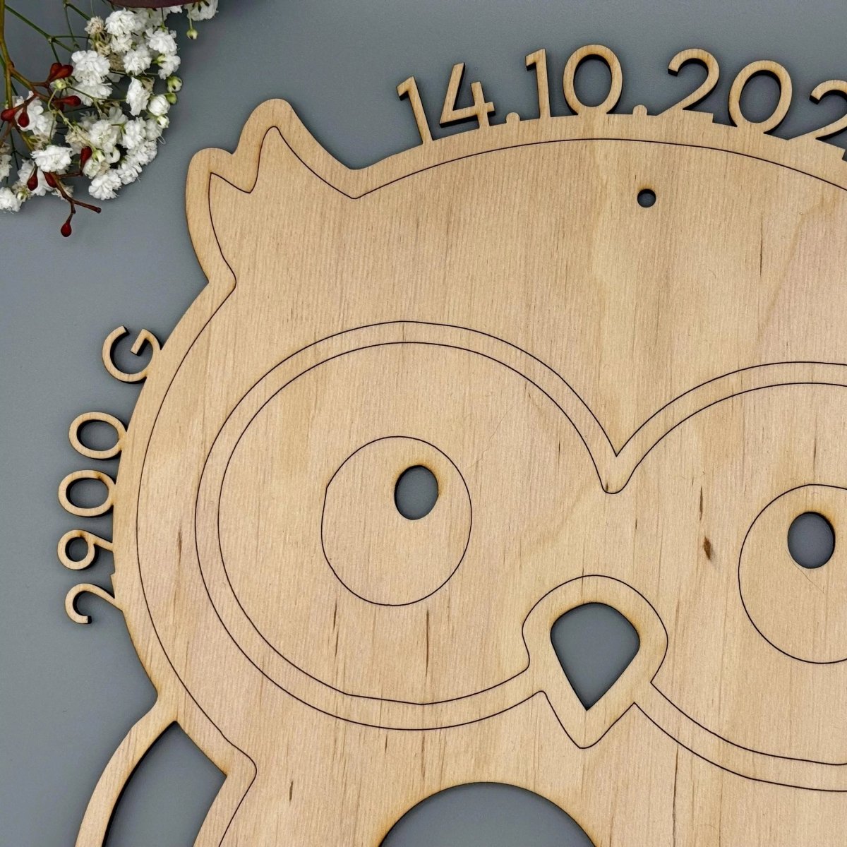 Schlummerlicht Eule aus Holz personalisiert – Ansicht ausgeschaltet