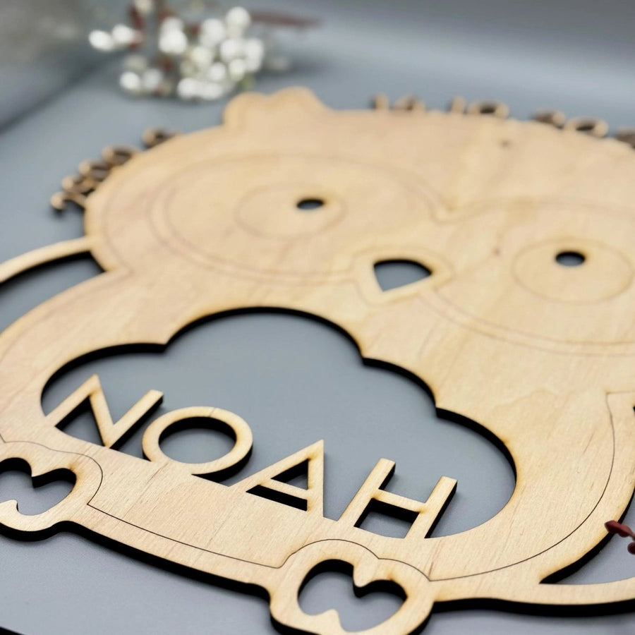 Personalisiertes Schlummerlicht aus Holz personalisiert | Eule - Design verschiedene Farben - LaserArt Germany
