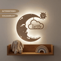 Personalisiertes Schlummerlicht aus Holz personalisiert | Mond - Design verschiedene Farben - LaserArt Germany