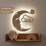 Personalisiertes Schlummerlicht aus Holz personalisiert | Mond - Design verschiedene Farben - LaserArt Germany