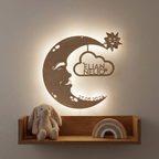 Personalisiertes Schlummerlicht aus Holz personalisiert | Mond - Design verschiedene Farben - LaserArt Germany
