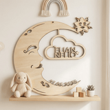 Personalisiertes Schlummerlicht aus Holz personalisiert | Mond - Design verschiedene Farben - LaserArt Germany