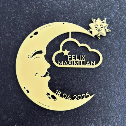 Personalisiertes Schlummerlicht aus Holz personalisiert | Mond - Design verschiedene Farben - LaserArt Germany