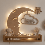 Personalisiertes Schlummerlicht aus Holz personalisiert | Mond - Design verschiedene Farben - LaserArt Germany