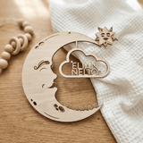 Personalisiertes Schlummerlicht aus Holz personalisiert | Mond - Design verschiedene Farben - LaserArt Germany