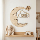 Personalisiertes Schlummerlicht aus Holz personalisiert | Mond - Design verschiedene Farben - LaserArt Germany
