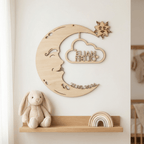 Personalisiertes Schlummerlicht aus Holz personalisiert | Mond - Design verschiedene Farben - LaserArt Germany