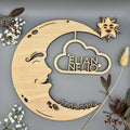 Personalisiertes Schlummerlicht aus Holz personalisiert | Mond - Design verschiedene Farben - LaserArt Germany