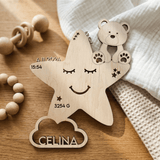 Personalisiertes Schlummerlicht aus Holz personalisiert | Stern - Design verschiedene Farben - LaserArt Germany
