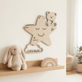 Personalisiertes Schlummerlicht aus Holz personalisiert | Stern - Design verschiedene Farben - LaserArt Germany