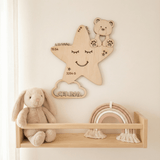 Personalisiertes Schlummerlicht aus Holz personalisiert | Stern - Design verschiedene Farben - LaserArt Germany
