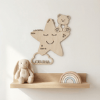 Personalisiertes Schlummerlicht aus Holz personalisiert | Stern - Design verschiedene Farben - LaserArt Germany