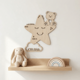 Personalisiertes Schlummerlicht aus Holz personalisiert | Stern - Design verschiedene Farben - LaserArt Germany