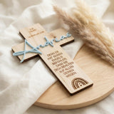 Personalisiertes Taufkreuz aus Holz mit Acryl - Name - LaserArt Germany