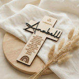 Personalisiertes Taufkreuz aus Holz mit Acryl - Name - LaserArt Germany