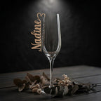 Hochzeit Tischkarte Glas Holz – personalisierte Glasplatzkarte mit Schriftartenauswahl