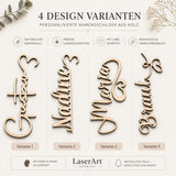 Platzkarten Glas Kommunion Holz – Namensschild personalisiert in 3 cm und 4 cm