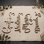Platzkarte Glas Hochzeit Holz | Namensschild Taufe Kommunion Geburtstag | 4 Designs | personalisiert - LaserArt Germany