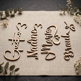 Platzkarte Glas Hochzeit Holz | Namensschild Taufe Kommunion Geburtstag | 4 Designs | personalisiert - LaserArt Germany