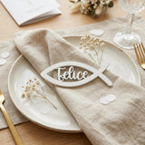 Communion name card wood – fish motif, production time 3–5 business days