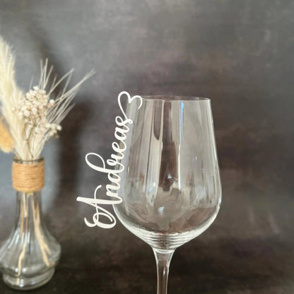Platzkarten Hochzeit für Gläser aus Acryl - Personalisiertes Namensschild Tischkarte - LaserArt Germany