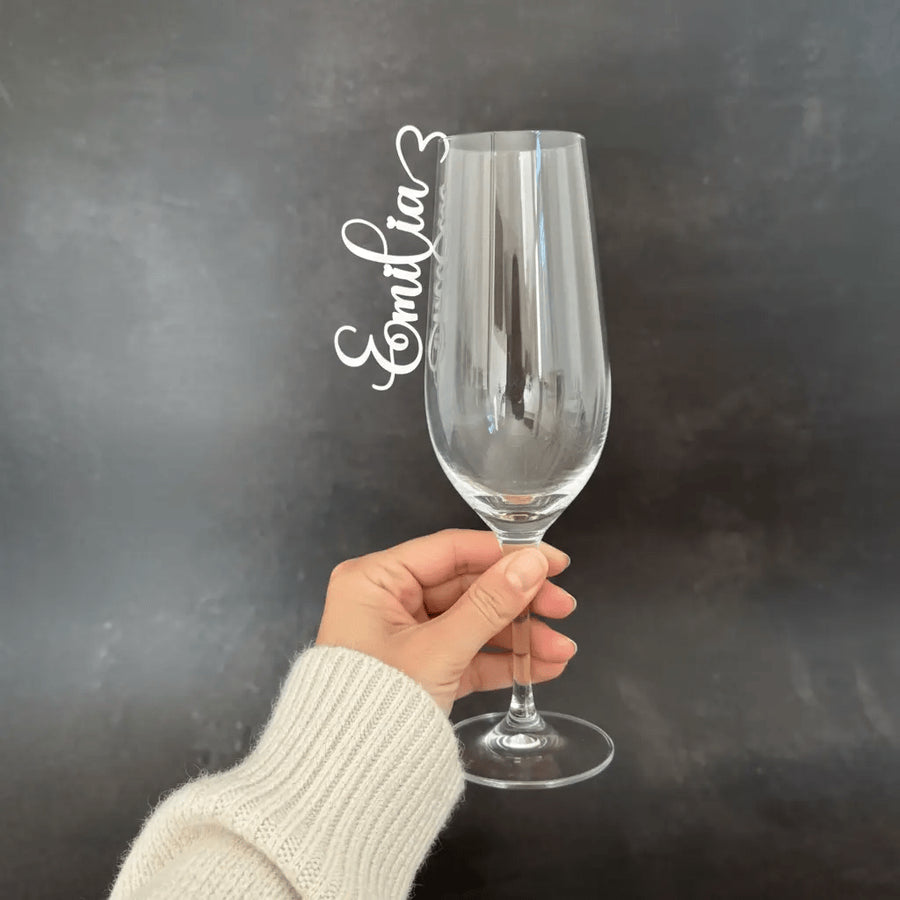 Platzkarten Hochzeit für Gläser aus Acryl - Personalisiertes Namensschild Tischkarte - LaserArt Germany