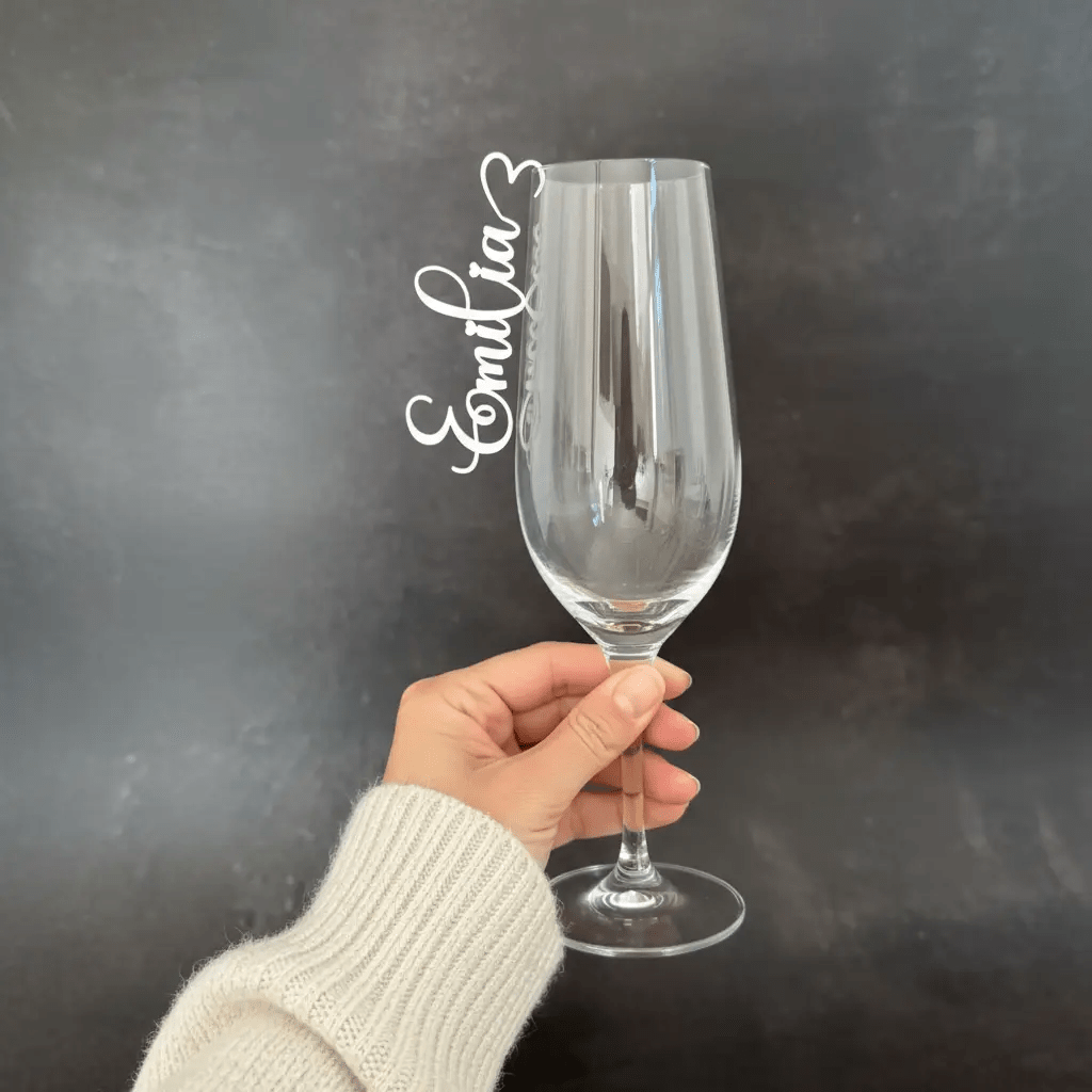 Platzkarten Hochzeit für Gläser aus Acryl - Personalisiertes Namensschild Tischkarte - LaserArt Germany