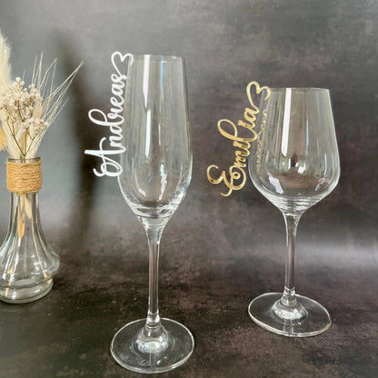 Platzkarten Hochzeit für Gläser aus Acryl - Personalisiertes Namensschild Tischkarte - LaserArt Germany