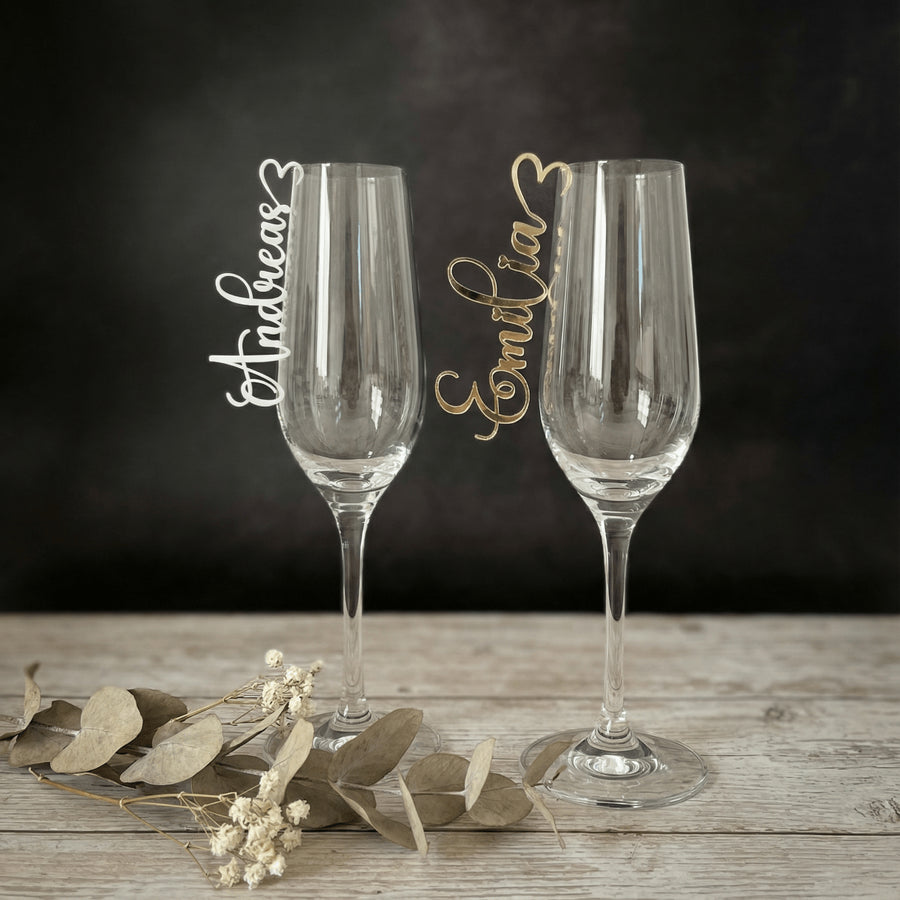 Platzkarten Hochzeit für Gläser aus Acryl - Personalisiertes Namensschild Tischkarte - LaserArt Germany