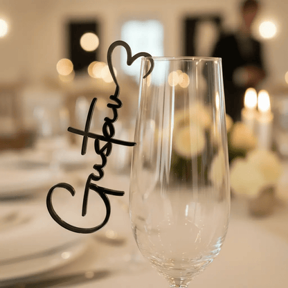 Platzkarten Hochzeit für Gläser aus Acryl - Personalisiertes Namensschild Tischkarte - LaserArt Germany