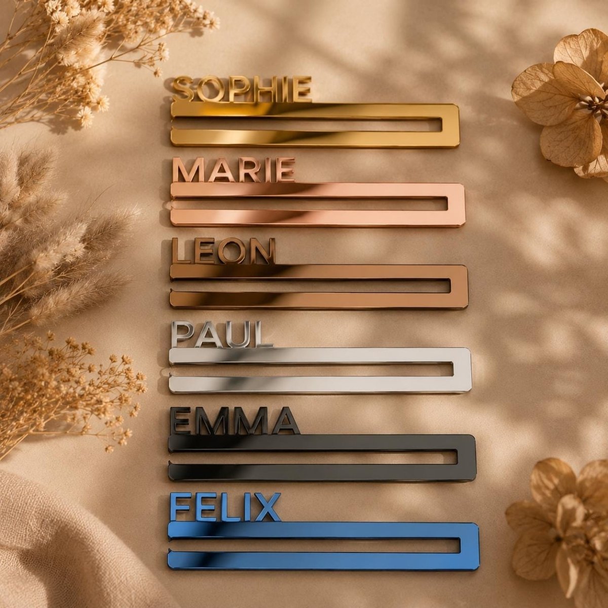 Platzkarten Hochzeit Acryl Serviettenring mit Namen – In der Geschenkverpackung
