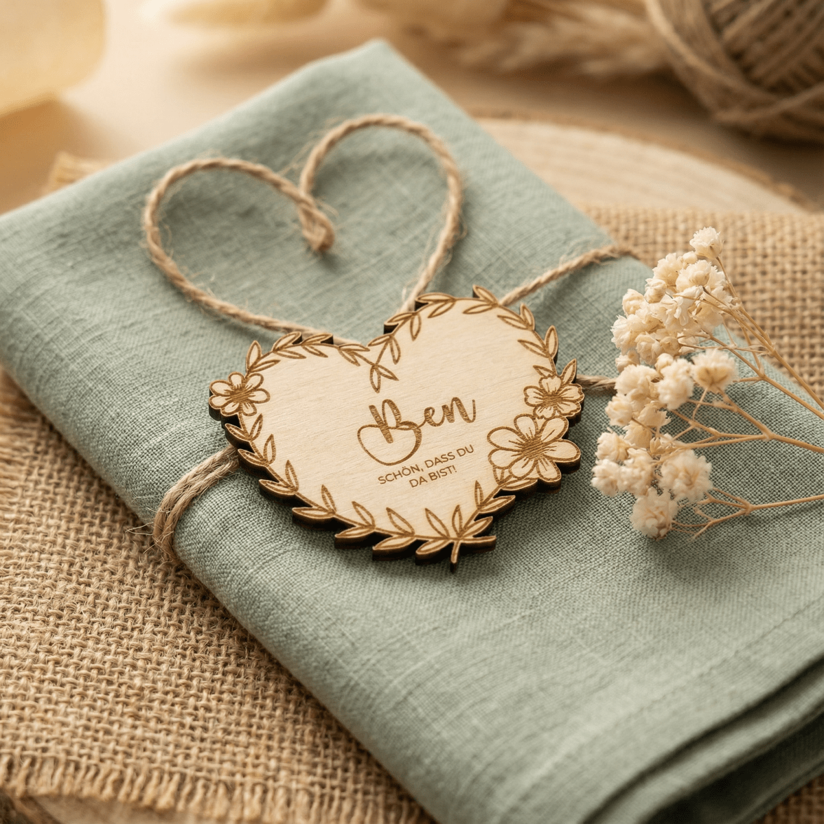 Platzkarten Namensschilder Hochzeit aus Holz für individuelle Feste - LaserArt Germany