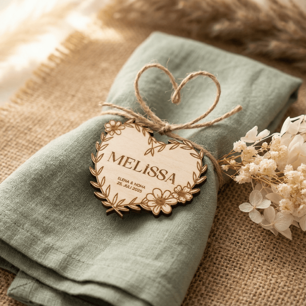 Platzkarten Namensschilder Hochzeit aus Holz für individuelle Feste - LaserArt Germany