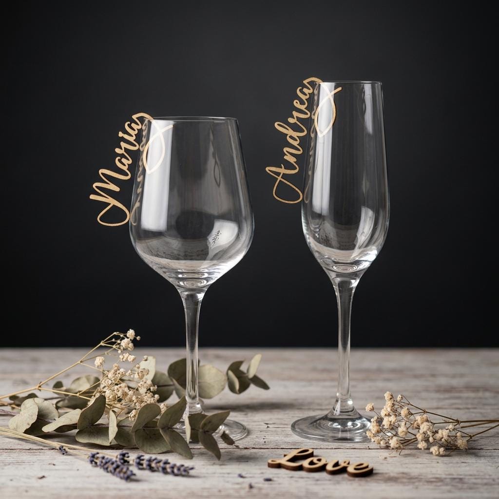 Platzkarten Taufe Holz für Gläser | Personalisierte Tischkarten Kommunion Firmung Konfirmation - LaserArt Germany