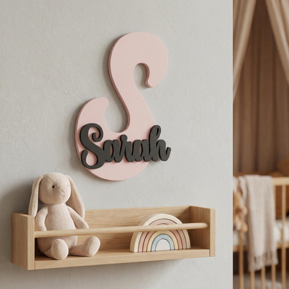 Premium Namensschild Kinderzimmer aus Holz personalisiert – Tür & Wand, 20+ Farben, 12 Schriftarten - LaserArt Germany