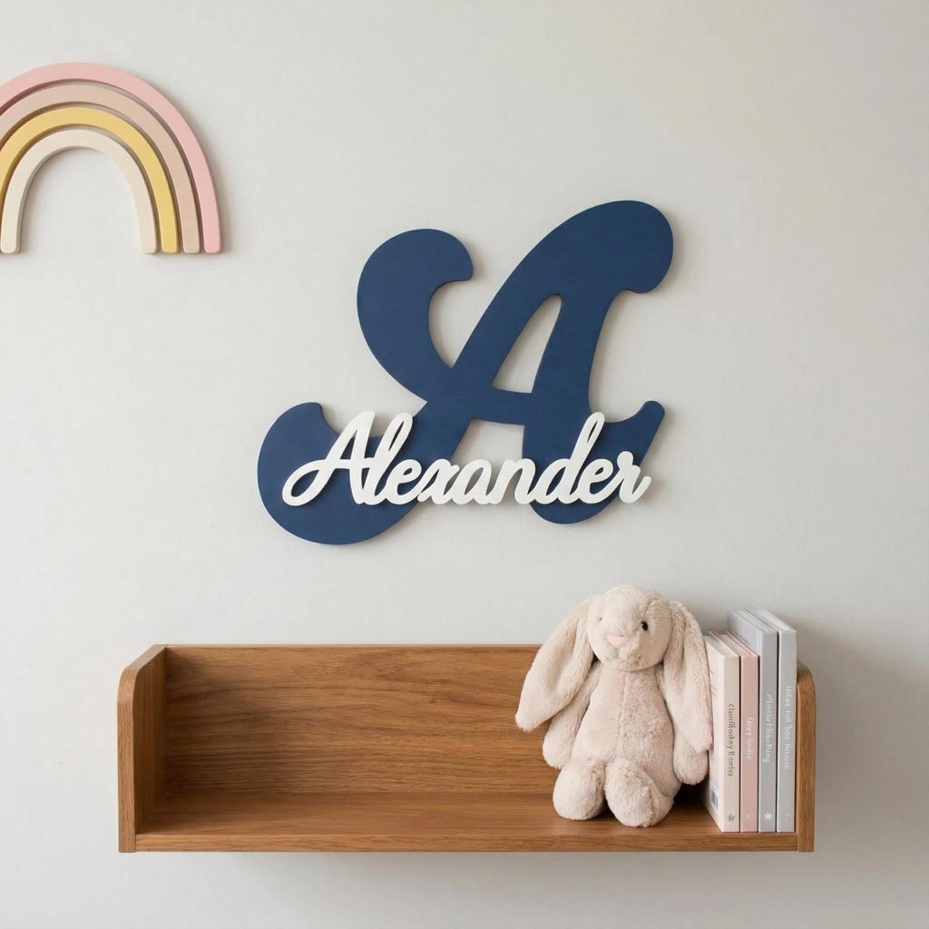 Premium Namensschild Kinderzimmer aus Holz personalisiert – Tür & Wand, 20+ Farben, 12 Schriftarten - LaserArt Germany