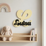 Premium Namensschild Kinderzimmer aus Holz personalisiert – Tür & Wand, 20+ Farben, 12 Schriftarten - LaserArt Germany