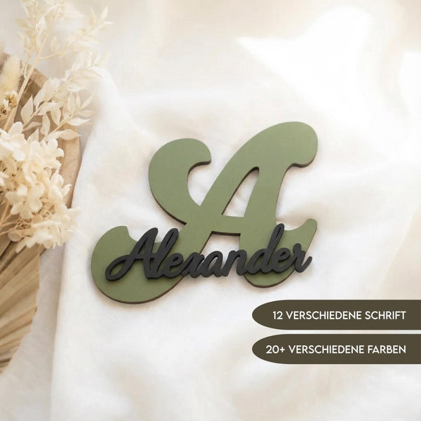Premium Namensschild Kinderzimmer aus Holz personalisiert – Tür & Wand, 20+ Farben, 12 Schriftarten - LaserArt Germany