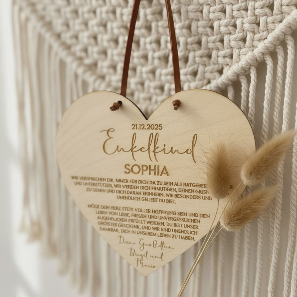 Cadeau de baptême en bois de la part de mamie et papy | pour leur petit-enfant