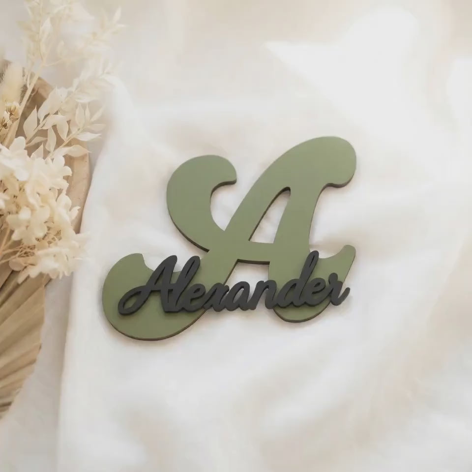 Personalisiertes Namensschild Holz Kinderzimmer | Tür- & Wanddeko mit Name | Premium XXL Namensschild mit freier Farbwahl