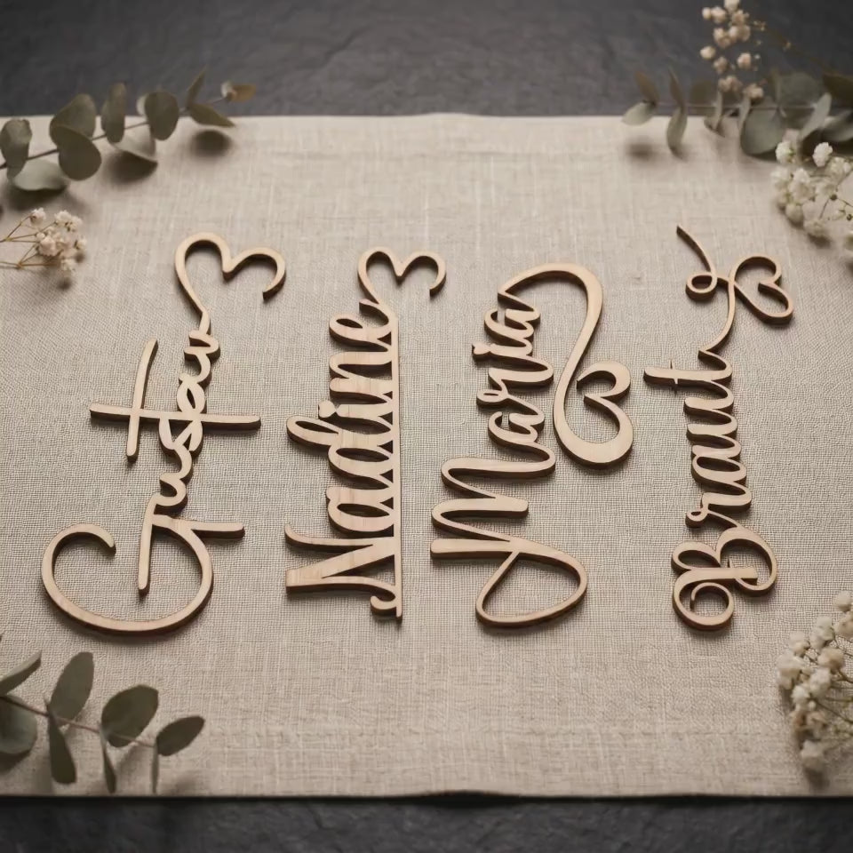 Platzkarte Glas Hochzeit Holz | Namensschild Taufe Kommunion Geburtstag | 4 Designs | personalisiert