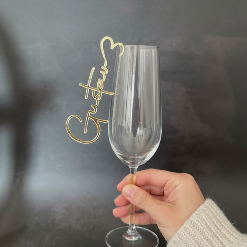 Platzkarten Hochzeit für Gläser aus Acryl - Personalisiertes Namensschild Tischkarte.